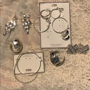 8 pair silver earrings WOW DEAL